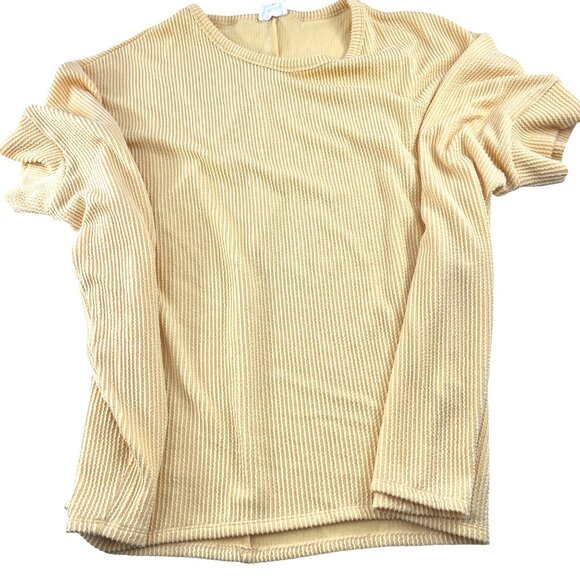 Andree By Unit Womens Ribbed Knit Top 1X/2X Polyester Blend Yellow - Picture 1 of 5